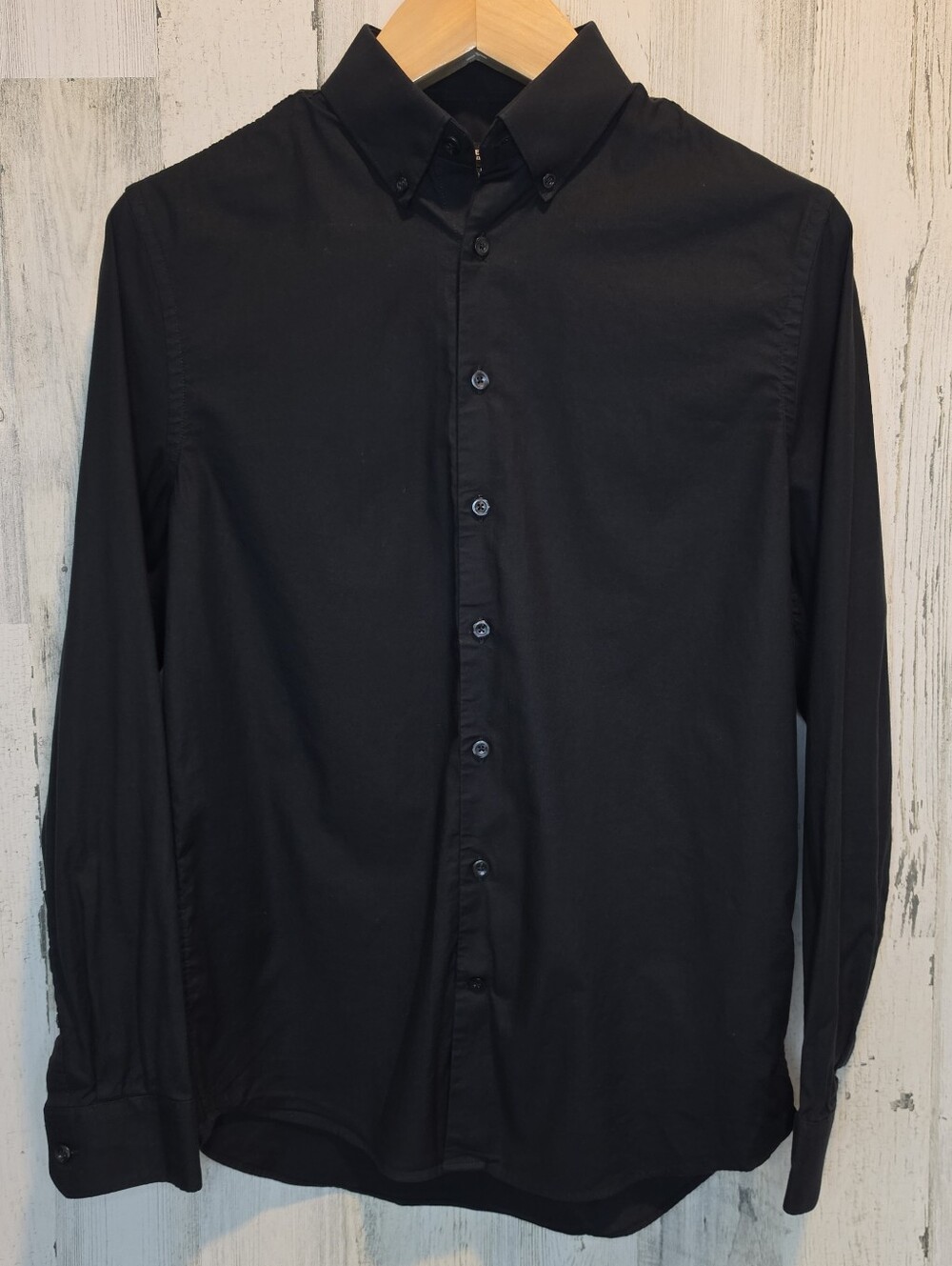 Express Slim Fit Mens Small Black Button Down Dress Shirt Stretch Long Sleeve